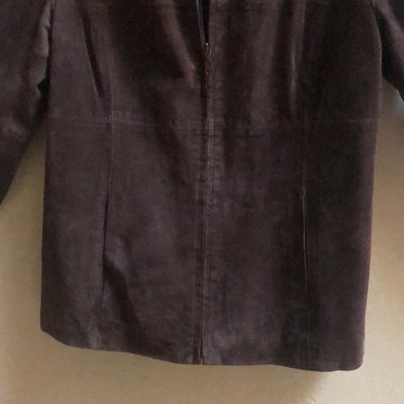 Anne Klein Brown Suede Leather Zip Up Jacket M - Picture 3 of 8